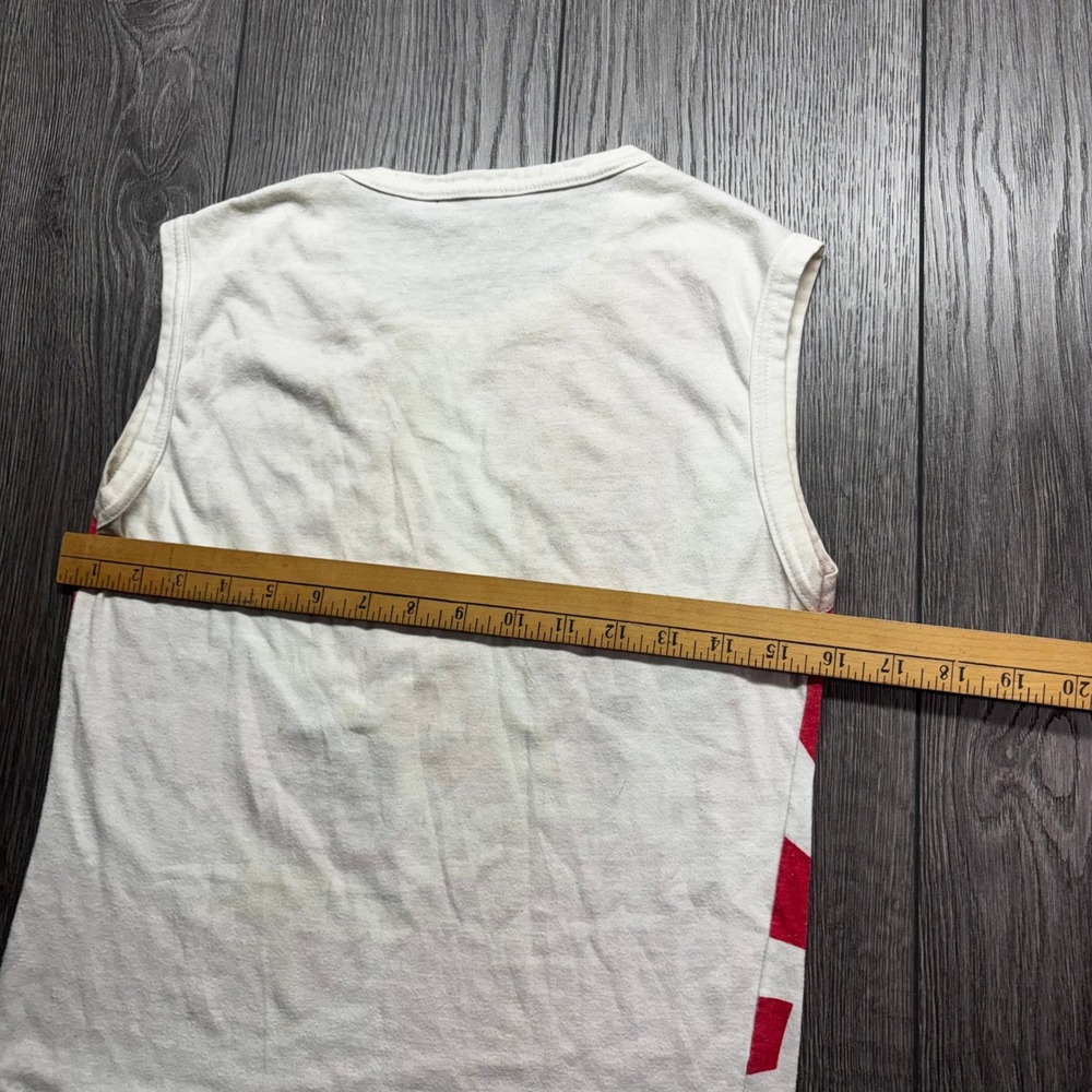 Vintage Rising Sun Japanese 80s Kanji Helicopter Muscle Tee Red White Mens Small - Picture 7 of 8